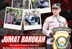 Polres Lahat Dukung Program Nasional, Polsekta Lahat dan Polsek Merapi Datangi Sekolah, Bagikan Makanan Gratis