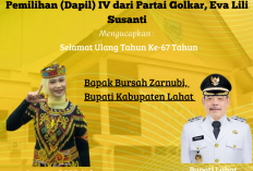 Anggota DPRD Lahat Eva Lili Susanti Ucapkan Selamat Ulang Tahun ke-67 kepada Bupati Bursah Zarnubi